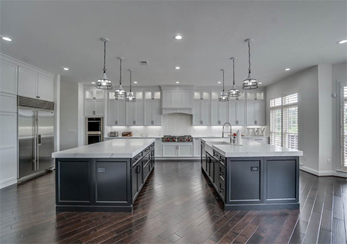 Remodeled kitchen with two islands done as part of our Arlington interior renovation.