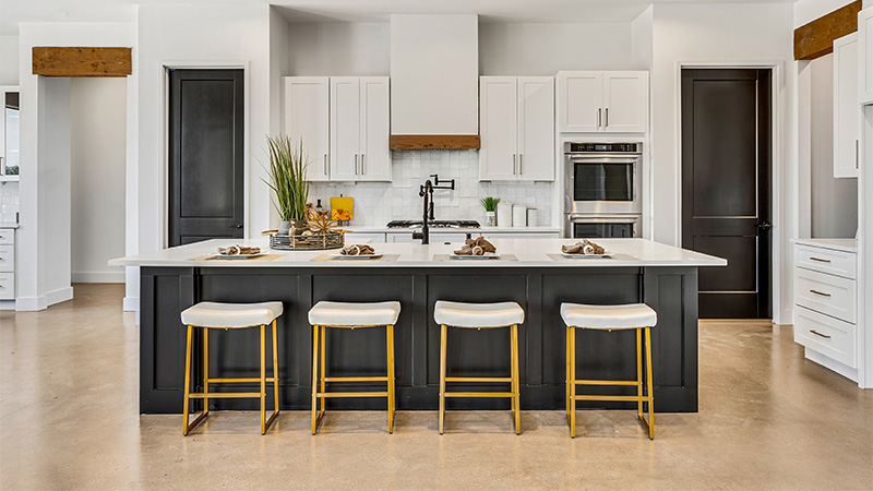 Brown floor in kitchen, installed by our flooring company near Arlington, Virginia.