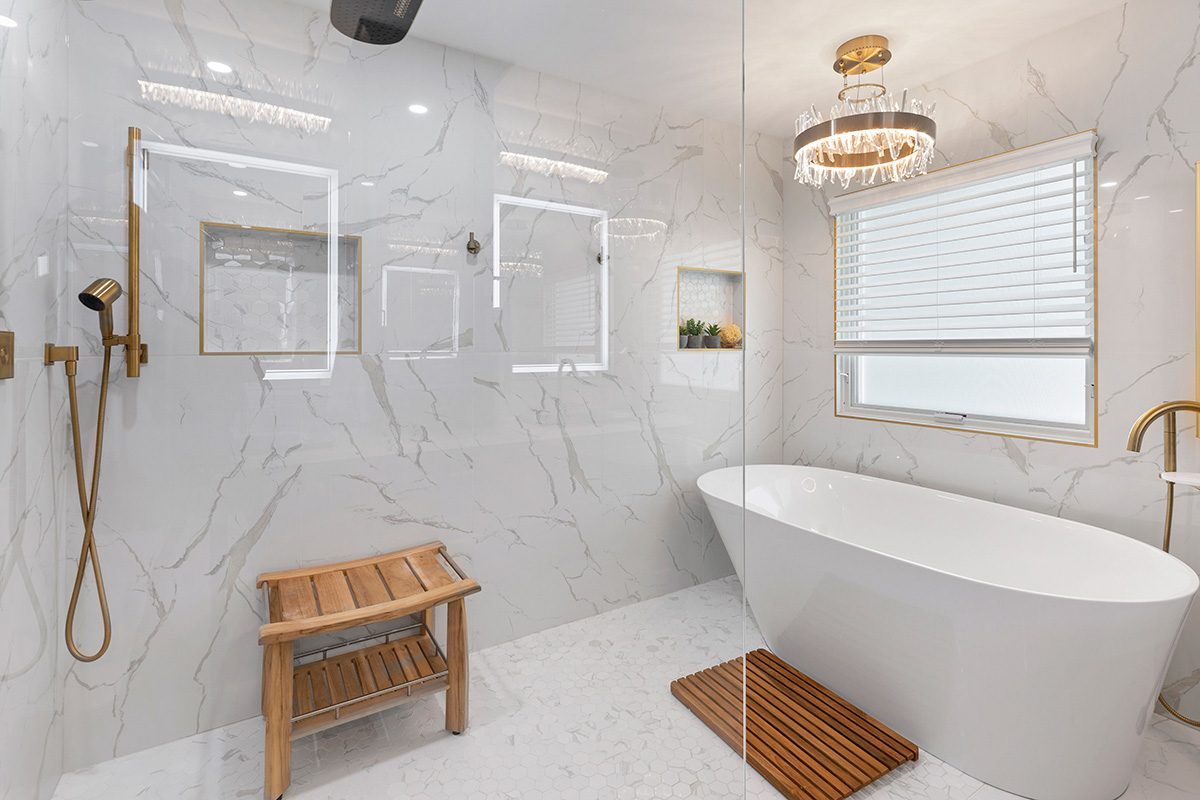 Shower renovation near Lincoln, Virginia completed by remodeling contractor.